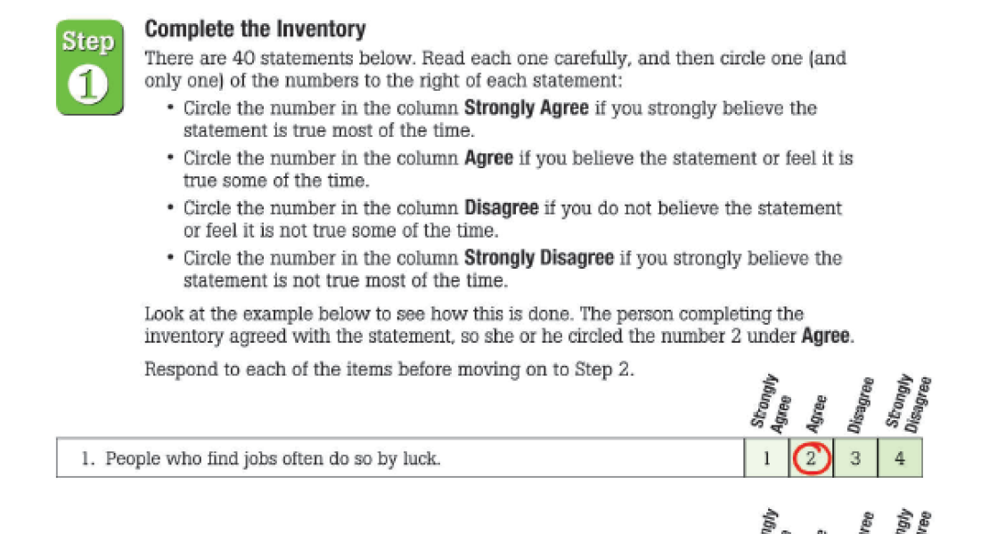 Step one of the Job Search Attitude Inventory