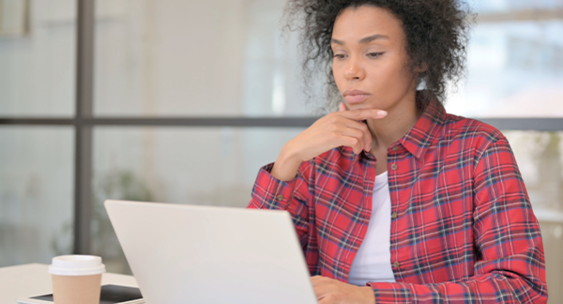 Woman using her laptop